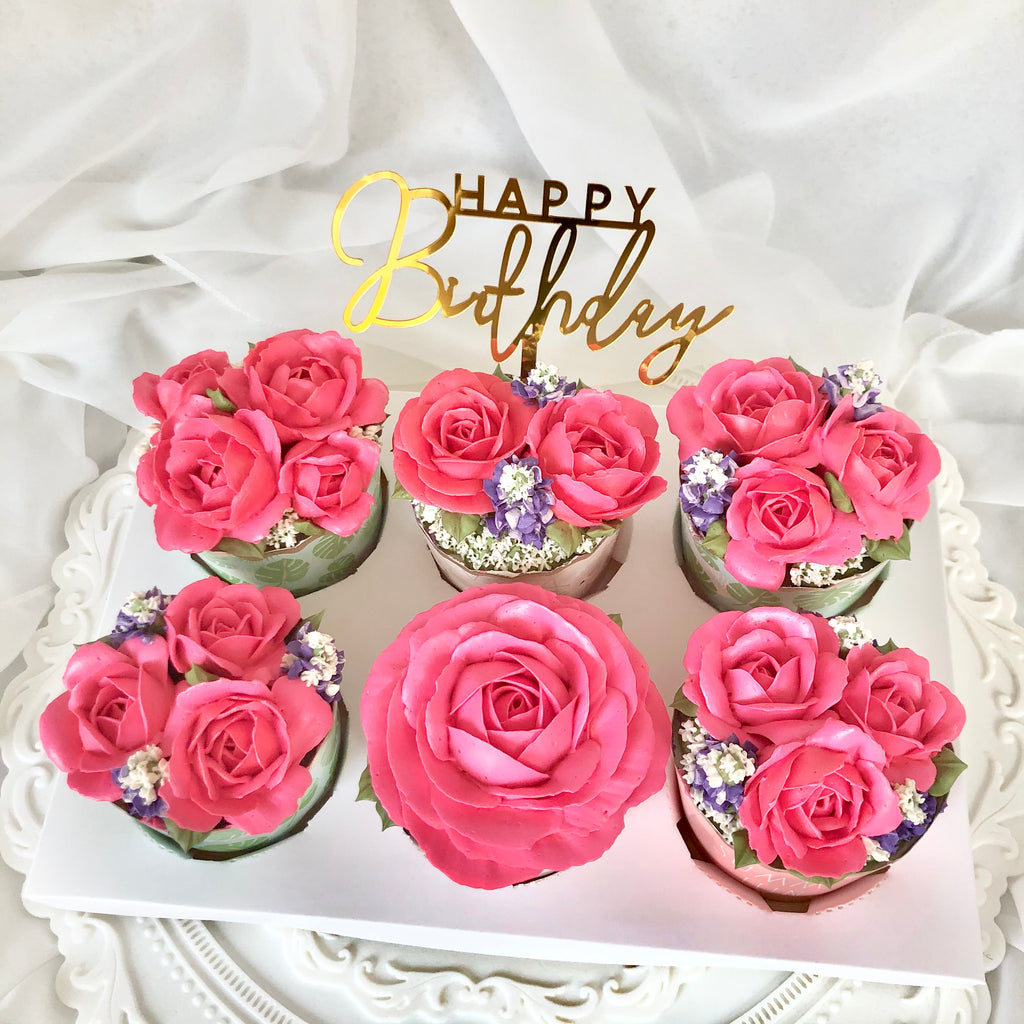 Classic Roses Cupcake Box (Colour Options)