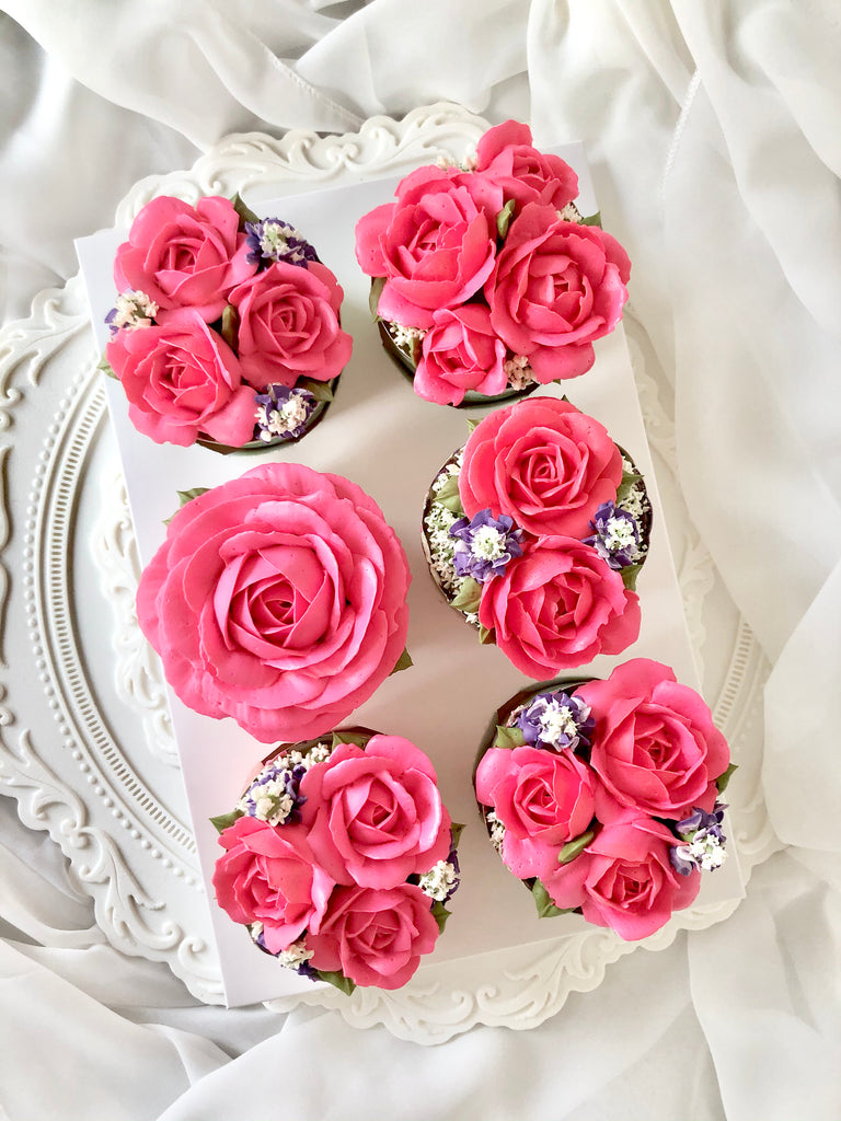 Classic Roses Cupcake Box (Colour Options)