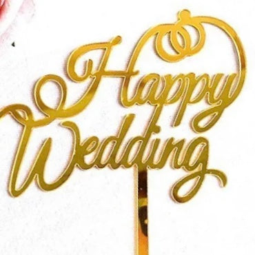 “Happy Wedding” Cake Topper