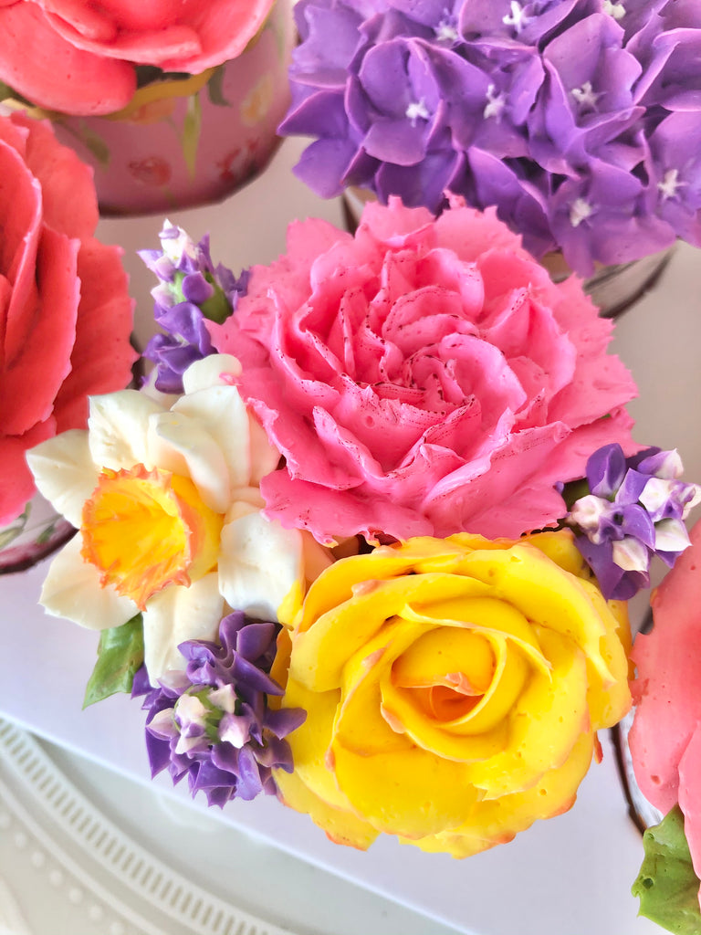 Daffodil, Rose & Hydrangea Medley Cupcake Box