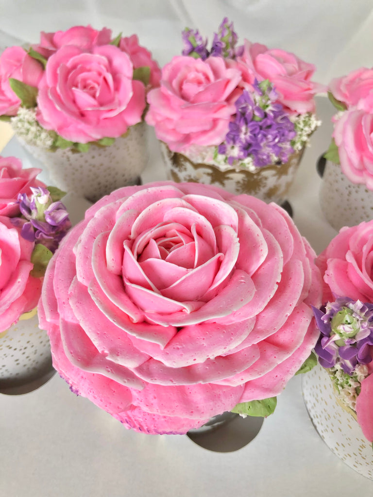 Classic Pink Roses 6 Cupcakes Box