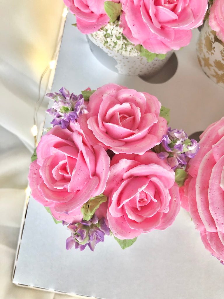 Classic Pink Roses 6 Cupcakes Box