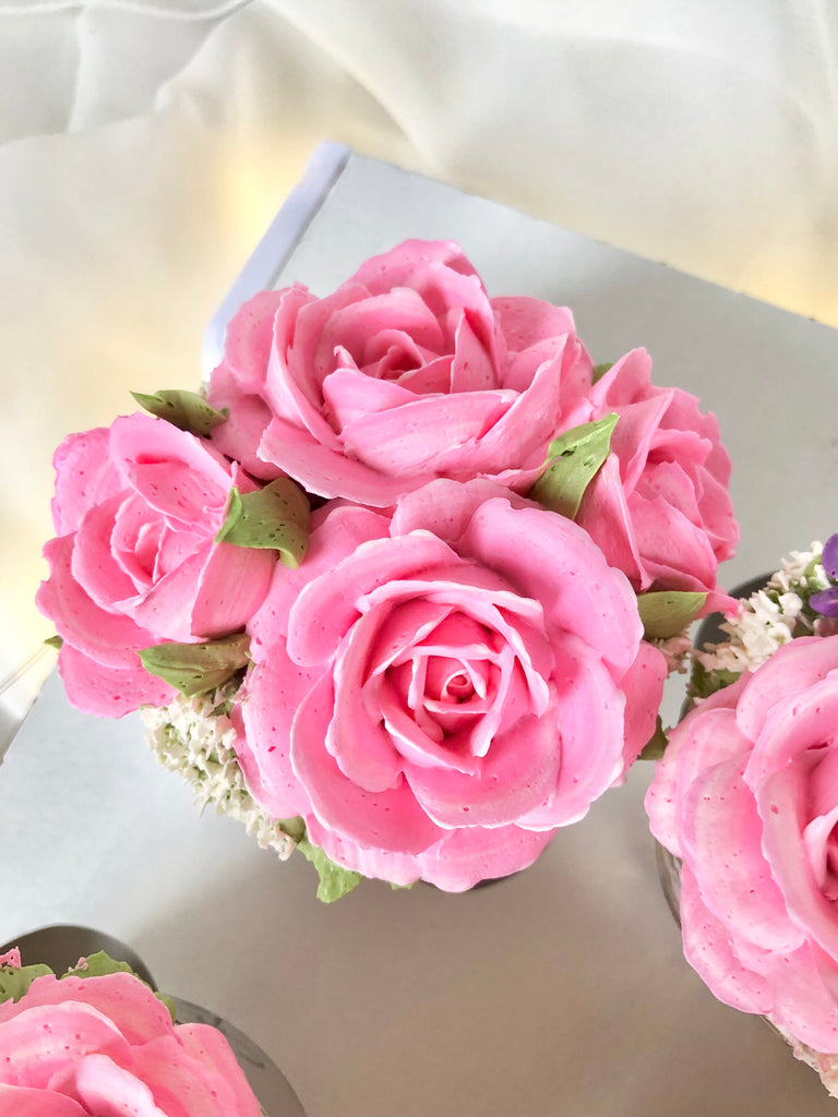 Classic Pink Roses 6 Cupcakes Box