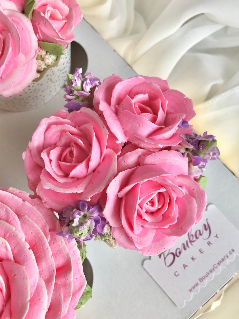 Classic Pink Roses 6 Cupcakes Box