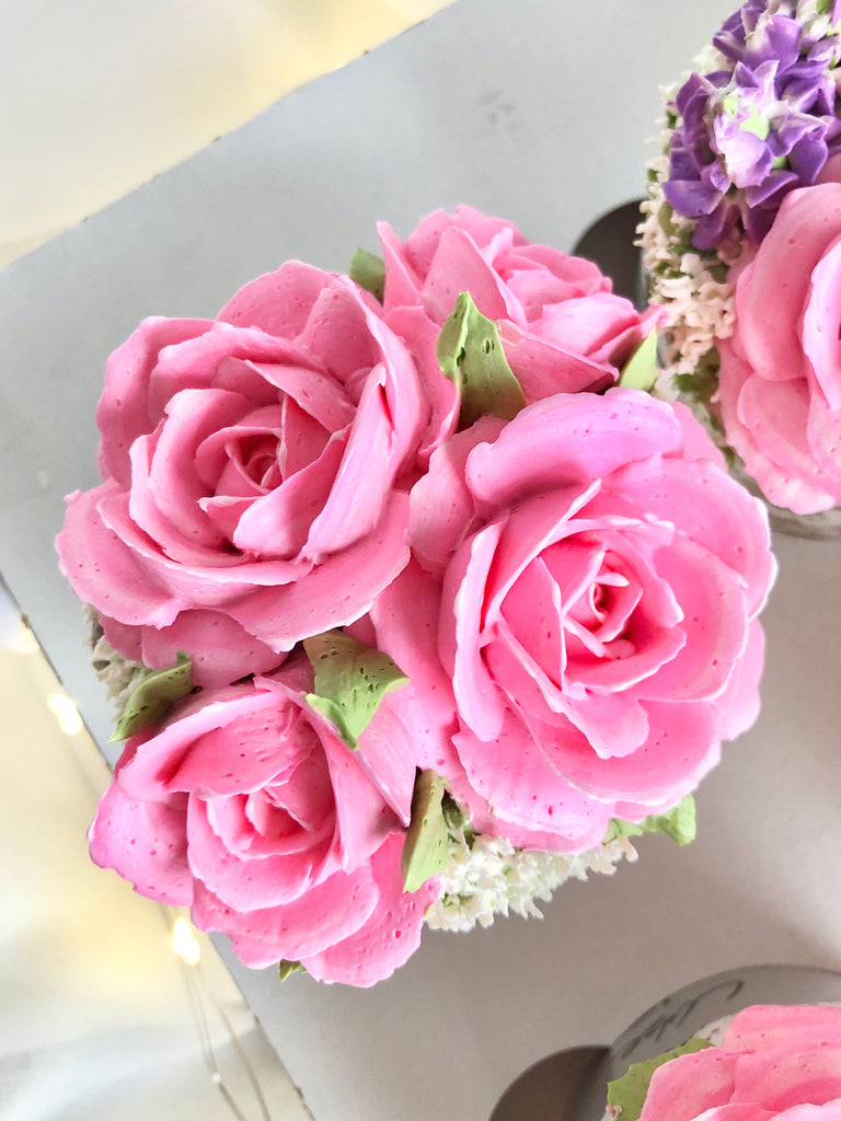 Classic Pink Roses 6 Cupcakes Box