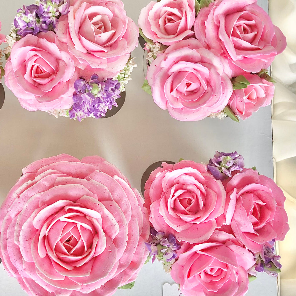 Classic Pink Roses 6 Cupcakes Box