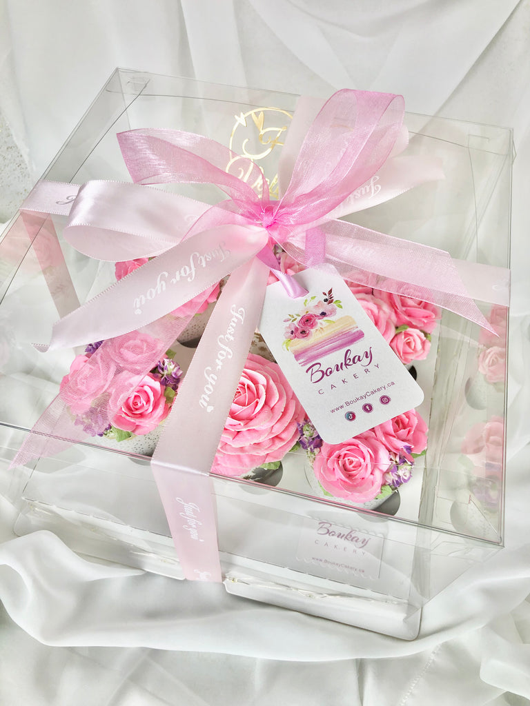 Classic Pink Roses 6 Cupcakes Box