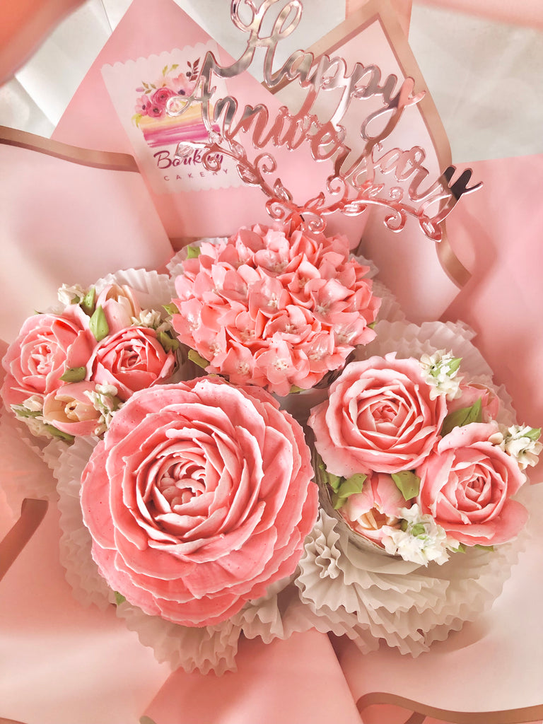 Peachy Pink Garden Cupcake Bouquet