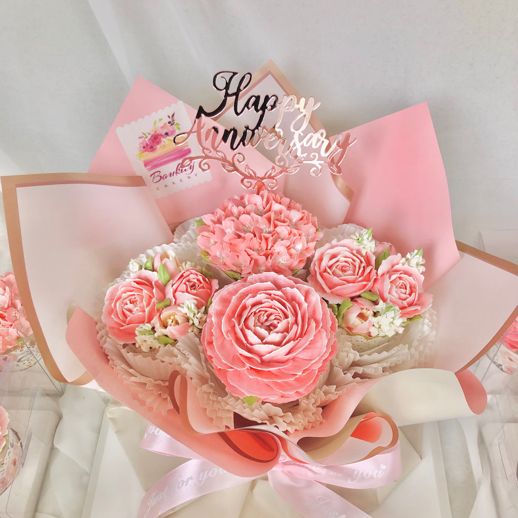 Peachy Pink Garden Cupcake Bouquet