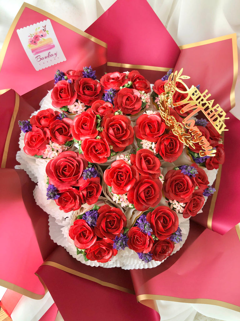 Classic Roses Cupcake Bouquet (with Colour Options)