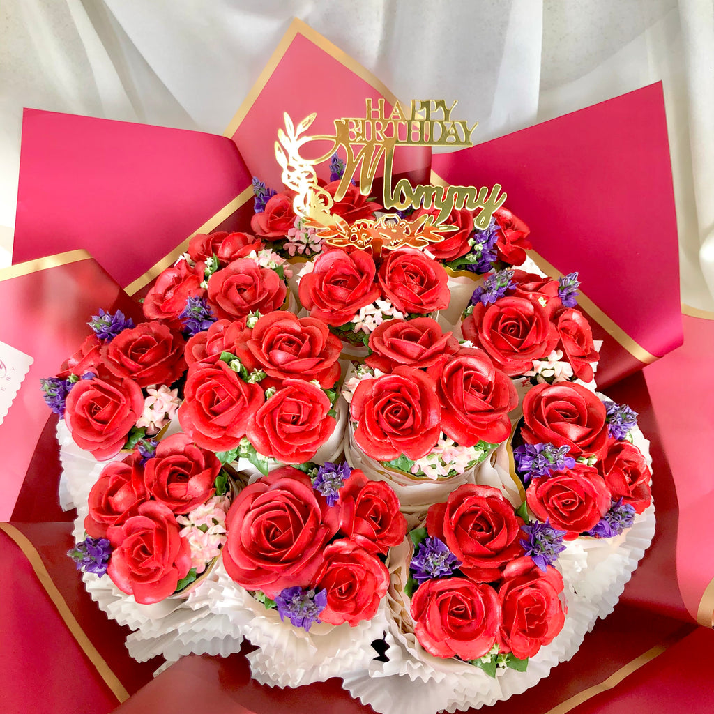 Classic Roses Cupcake Bouquet (with Colour Options)