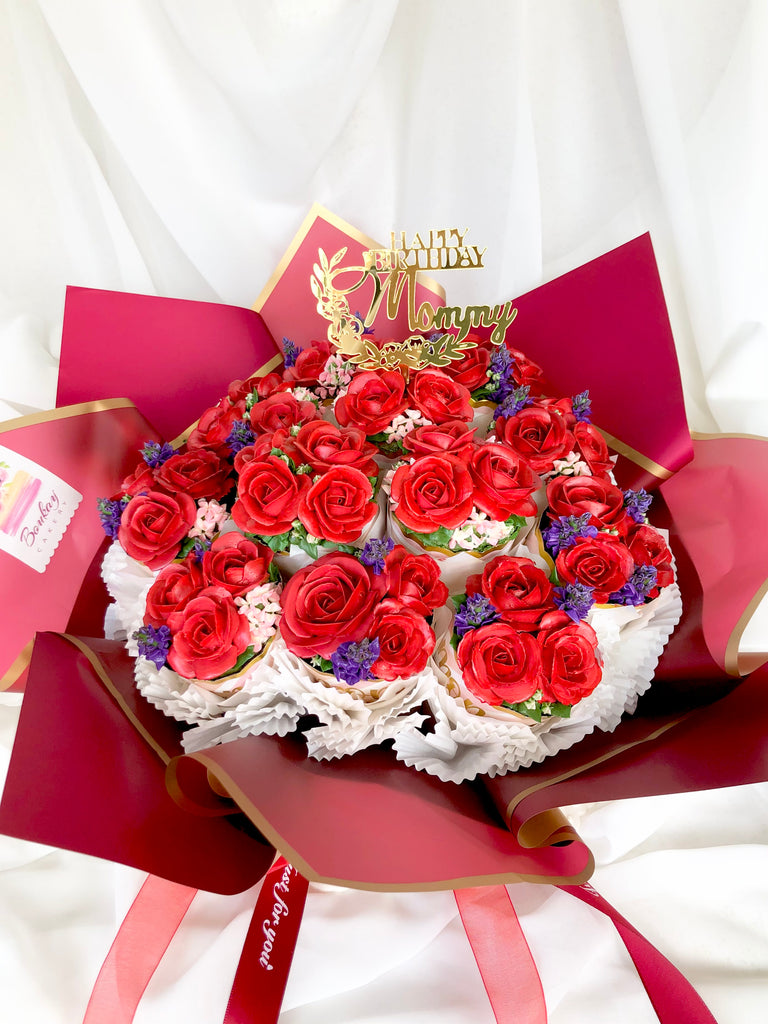 Classic Roses Cupcake Bouquet (with Colour Options)