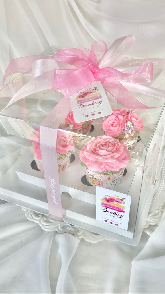 Classic Pink Roses Cupcake Box