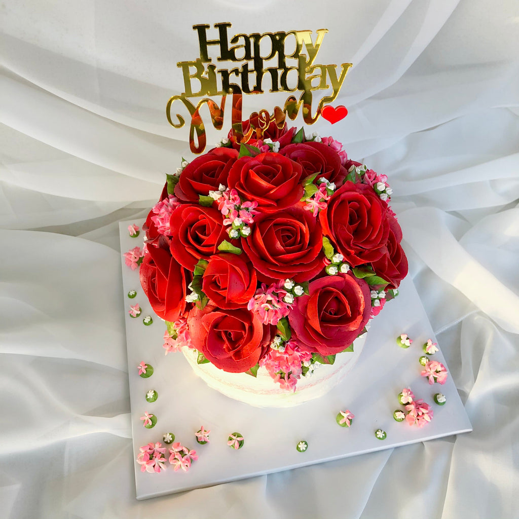 Classic Roses & Hydrangea Cake